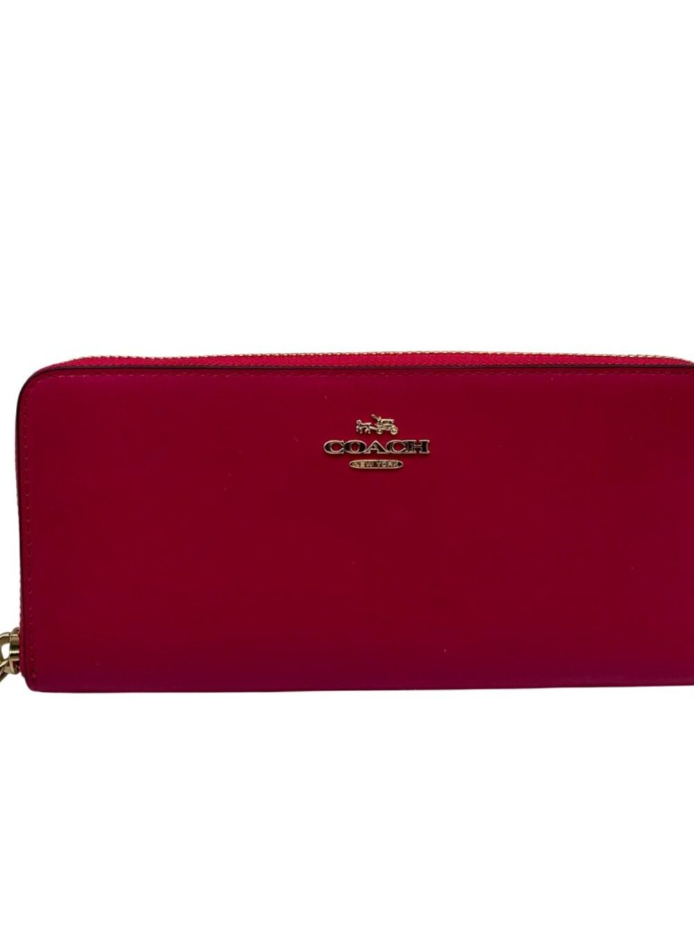 Coach Pink Leather Accordion Zip Wallet